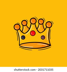 hand drawn illustration of a kings crown with a mix of bright yellow and orange colors