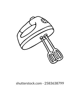 Hand Drawn Illustration Of A Kitchen Hand Mixer