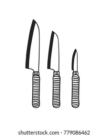 Hand drawn illustration knife. Creative ink art work. Actual vector isolated drawing