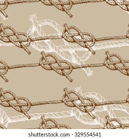 Hand drawn illustration knots. Brown pattern. Vector design