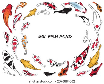 hand drawn illustration of koi fish isolated on white background.