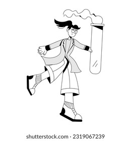 Ilustración a mano de un asistente de laboratorio 