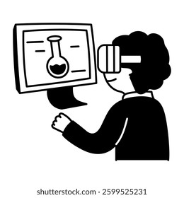 A hand drawn illustration of a lab scientist 
