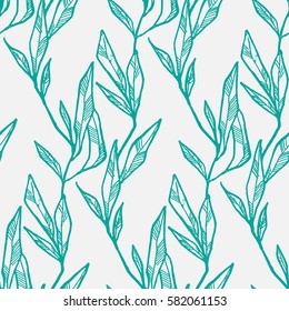 Hand drawn illustration of leaf. Decorative element at engraving style.