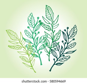 Hand drawn Illustration with leaves in vintage style. Background for your design wallpapers, pattern fills, web page, surface textures.