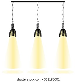 
Hand drawn illustration of lights. Light place. Illuminated place. Doodle, sketch style of lights. Lamp pencil line