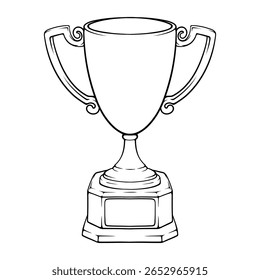 hand drawn illustration lineart of a trophy