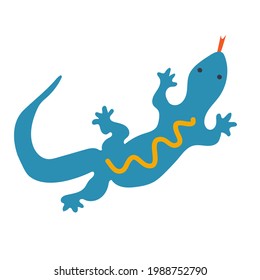 Ilustración dibujada a mano con lagarto de estilo plano