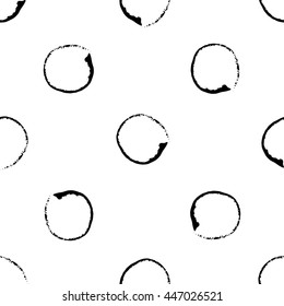 Hand Drawn illustration made with ink. Vector isolated. Polka dots seamless pattern. Fabric pattern