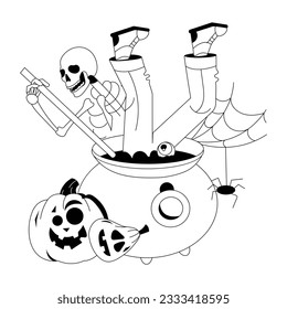 Hand drawn illustration of magic cauldron 