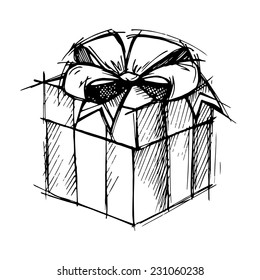 Hand drawn illustration - Magic gift box. Vector
