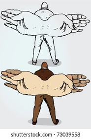 Hand Drawn Illustration of a Man with Hand-Wings