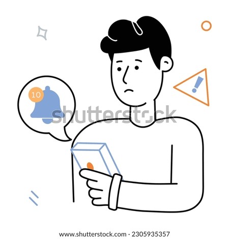 Hand drawn illustration of a man having fomo 