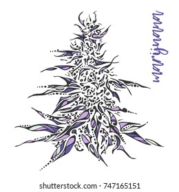 Hand drawn Illustration of marijuana