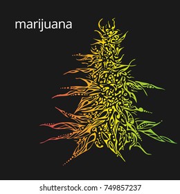 Hand drawn Illustration of marijuana