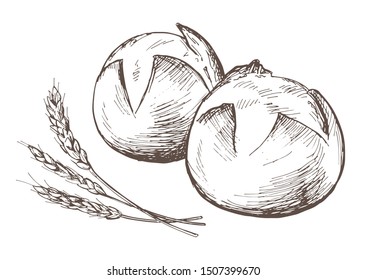 Hand drawn illustration material: bread, Petite France