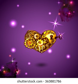 Hand drawn illustration of mechanical heart for your design