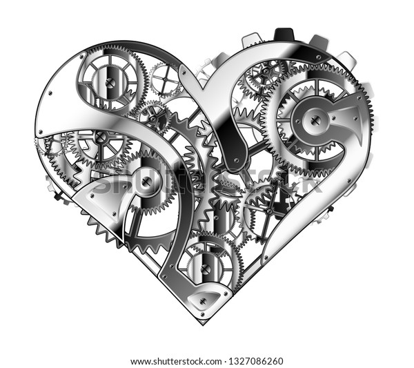 Hand Drawn Illustration Mechanical Heart Abstract Stock Vector (Royalty ...