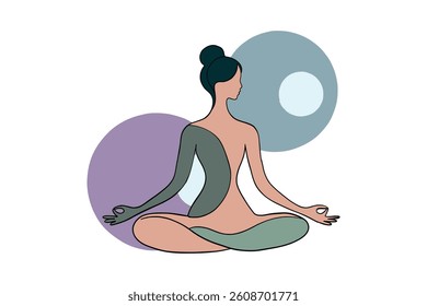 A hand drawn illustration of a meditating woman. Good for any project.