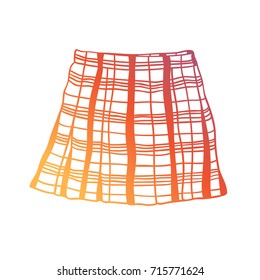 Hand drawn illustration mini skirt. Creative ink art work. Actual vector drawing