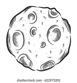 Hand drawn illustration moon, galaxy, space. Idea for a t-shirt, poster, signs.  