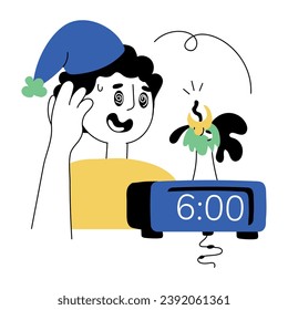 Hand drawn illustration of morning alarm 