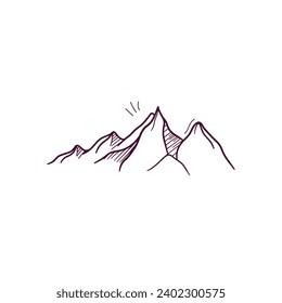 Dibujo manual del icono de montaña. Ilustración del esbozo del vector Doodle