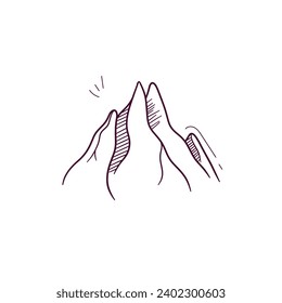 Hand Drawn illustration of mountain icon. Doodle Vector Sketch Illustration