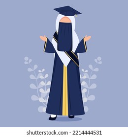 hand drawn illustration of muslim graduation