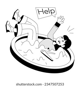 Hand drawn illustration of need help 