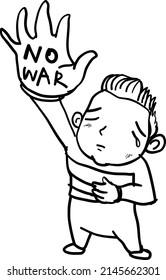 Hand drawn and illustration No war and stop war in ukraine. Children wanted. Student wanted save Ukraine.