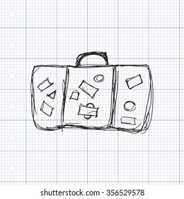 Hand drawn illustration of an old suitcase