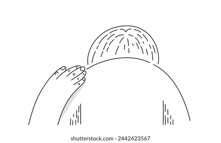 Hand drawn illustration of a hand on shoulder sad person in line drawing.