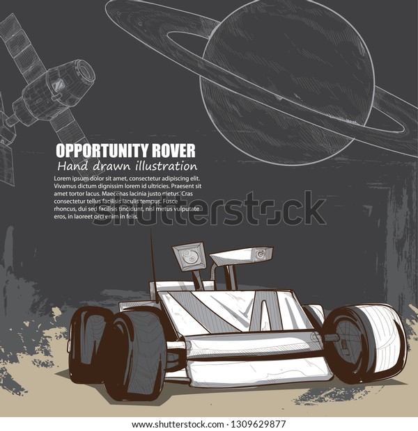Hand Drawn Illustration Opportunity Rover Space Stock Vector (Royalty ...