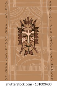 Hand drawn illustration. Ornamental element.African mask.