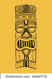 Hand drawn illustration. Ornamental element.African mask.