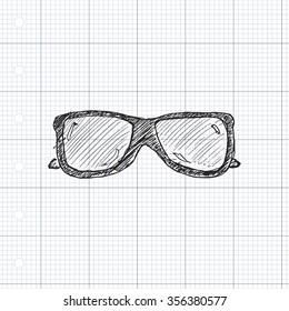 Hand drawn illustration of a pair of sunglasses
