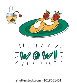 Hand drawn illustration of pancakes.