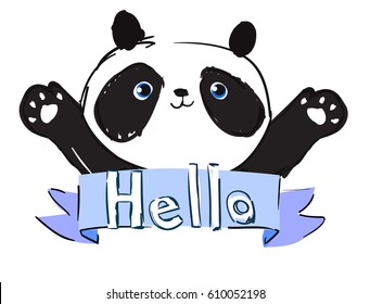 Hand Drawn illustration of panda