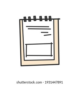 Hand drawn illustration of paper note isolated on white background. 