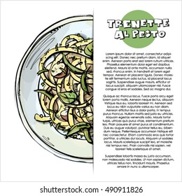 Hand drawn illustration of pasta. Vector collection.
