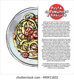 Hand drawn illustration of pasta. Vector collection.