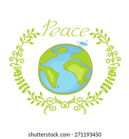 Watercolor Illustration Earth Day Peace Day Stock Illustration ...