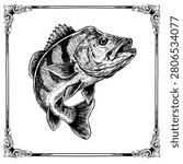 hand drawn illustration of peacock bass fish