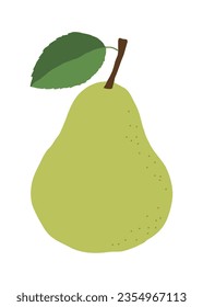 Hand drawn illustration of pear, a gourd-shaped and yellow fruit grown in Europe and America.