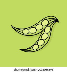 hand drawn illustration of peas with a vegetable theme with a mix of bright and fresh green colors