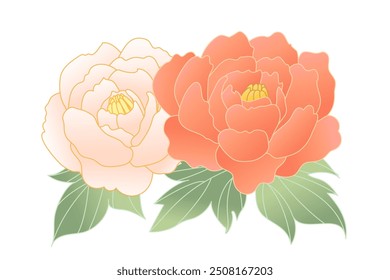 Hand drawn illustration of peony flower