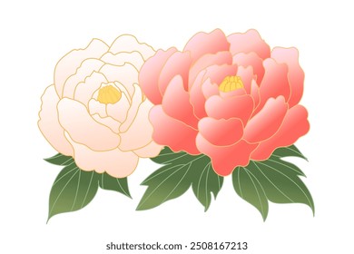 Ilustração desenhada à mão de flor de peônia