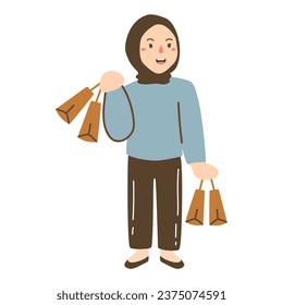 hand drawn illustration people shopping on sale