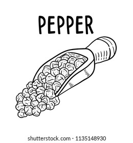 Hand drawn illustration of Peppercorns.